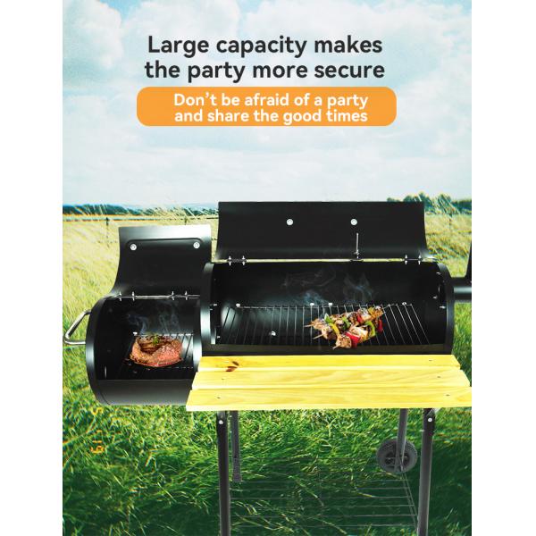 Chrome Plated Customizable Trolley Double Oven Drawer Charcoal Pellet Rotisserie BBQ Grill