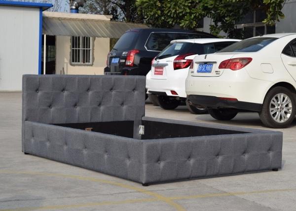 Queen Tufted Gas Lift Storage Bed Upholstered Fabric Headboard