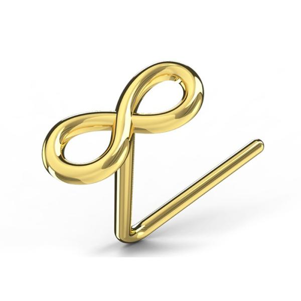 Épaisseur en forme de L perçante du nez savoureux 0.6mm de l'or 18K hypoallergénique
