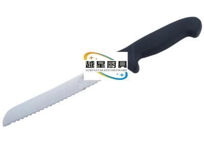 Cookwares de aço inoxidável de 25cm, faca de pão ocidental do estilo com o punho plástico preto