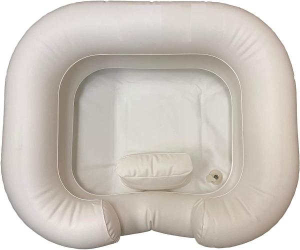 Inflatable Shampoo Basin with Bedside PVC Shower Bag Combo Pack, Shampoo Bowl with Sprayer and Water Bag