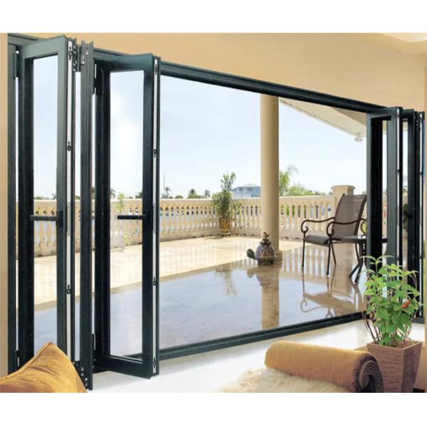 1.4mm Aluminum Wall Thickness Skate Sliding Doors Thermal Break Black Alloy Bi-Fold Panels