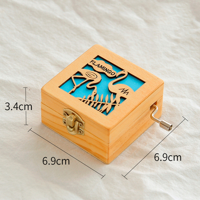 Christmas Holiday Wooden Jewelry Music Box with Silk-Screen Printing and Burned Design