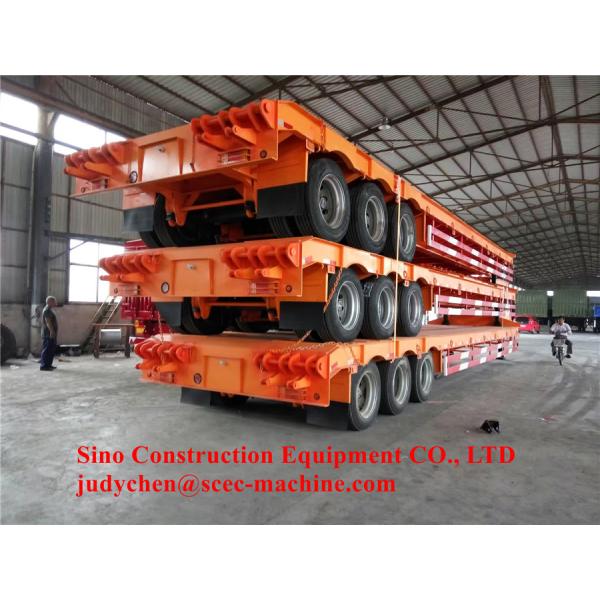 Low Bed Semi Trailer 3 Fuwa Axles Jost Support Leg Loading 50 Ton - 100 Ton