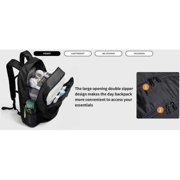 Hiking Backpack for Women Men - 40L Camping Backpack Packable Backpack Travel Lightweight Casual Daypack Backpacks