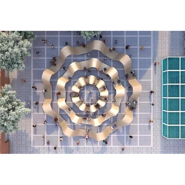 Golden Matte Stainless Steel Sculptures Outdoor Plaza Large Public Sculpture