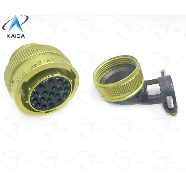 ZH23 Series Circular Electrical Connector Anodized Aluminum Shell for Industrial Applications。ZH23-19/24P-8-B with Elbow Cable Clamp.