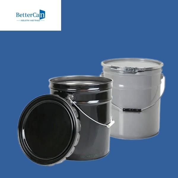 Custom 20L Metal Paint Bucket Chemical Exterior Paint Can With Flower Lug Lid