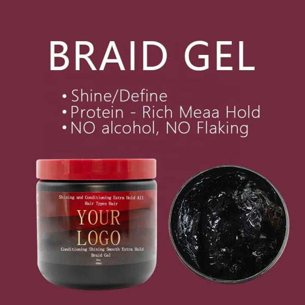Firmly Hold 24 Hours Braiding Gel Suitable For All Hair Types Natural Smoothing Holding Hair Gel For Braids 16 Oz