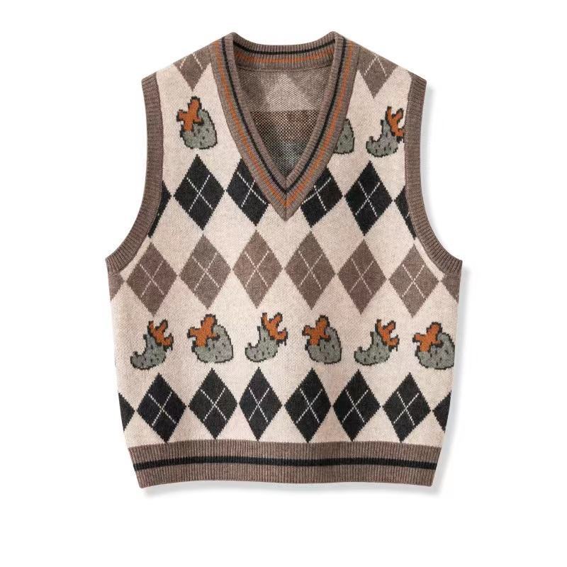 Custom Anti-Wrinkle Women's Geometric Crop Top Vest Computer Knitted Sweater