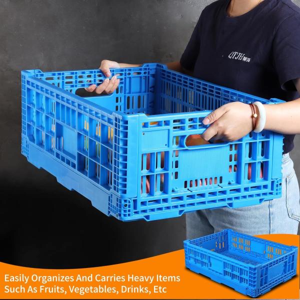 Collapsible Storage Bin Containe，52 Liter Transferheavy Duty Plastic Storage Box,Blue Milk Crates Heavy Duty Transit Storage Of Various Items