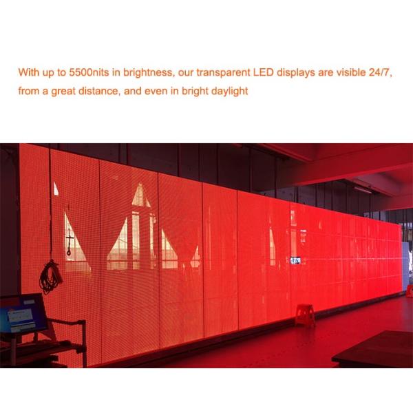 Glass Wall Transparent LED Screens 1920Hz High Brush Clear Image 5500 Nits IP30