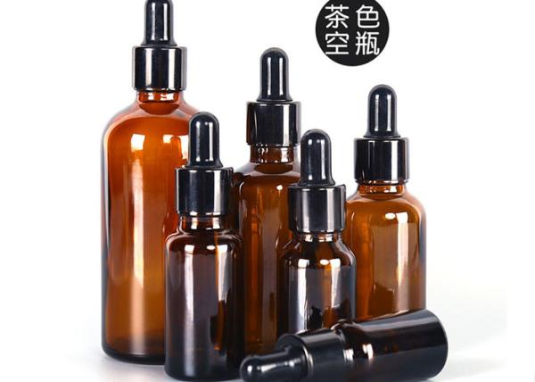 Petites bouteilles d'huile en verre de Brown, bouteilles en verre d'huile essentielle avec le divers couvercle