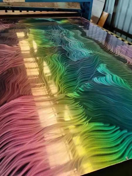 AISI 304 Chapa de aço PVD Rainbow Cor polida textura de aço inoxidável painéis de parede decorativos 3d