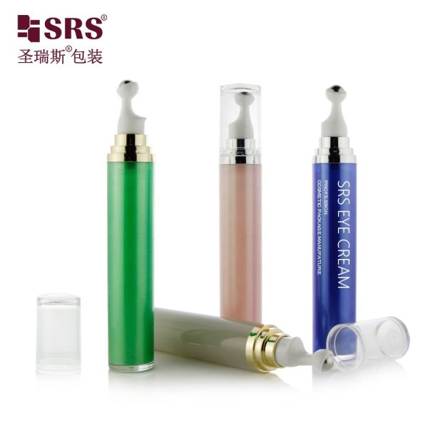 Massage Roller Acrylic Bottle Blue Green Pink Face Eye Cream Bottle With Pump Roller Bottle