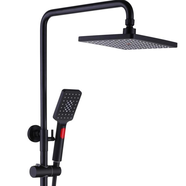 Wall Mounted Bathroom Brass Brushed Shower Column Faucet Set with Ceramic Valve Core