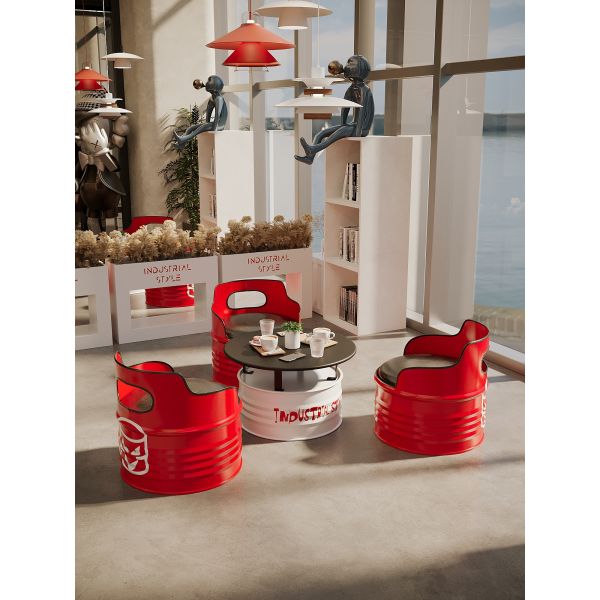 Industrial Oil Drum Coffee Table Customization Oil Drum Chair