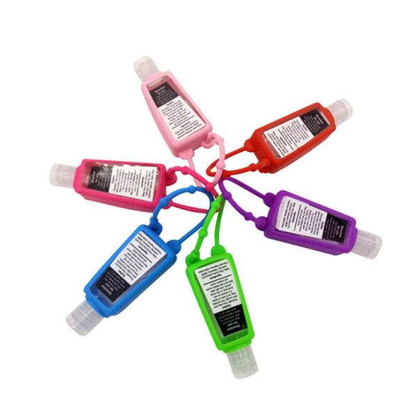 A tela imprimiu o Sanitizer vazio da mão do silicone 30ml