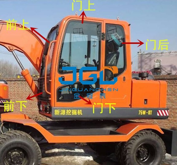 XY75W-9T 85W-8T Excavator Glass Doors And Windows Left And Right Front And Rear Skylight Windshield