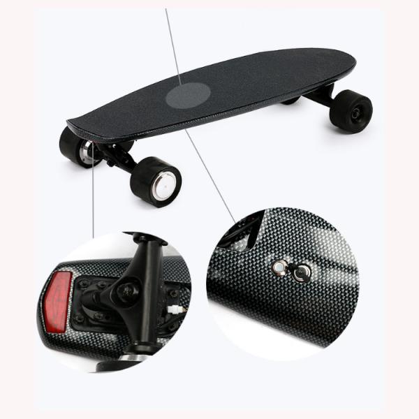 Black Long Range Electric Skateboard Built In Safety Lights Grass Fiber Board