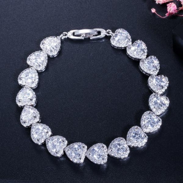Elegant Prom Party Bracelets Jewelry Heart Shape Bracelets Blue Purple Red Green Yellow Crystal Stone Charm Bracelets