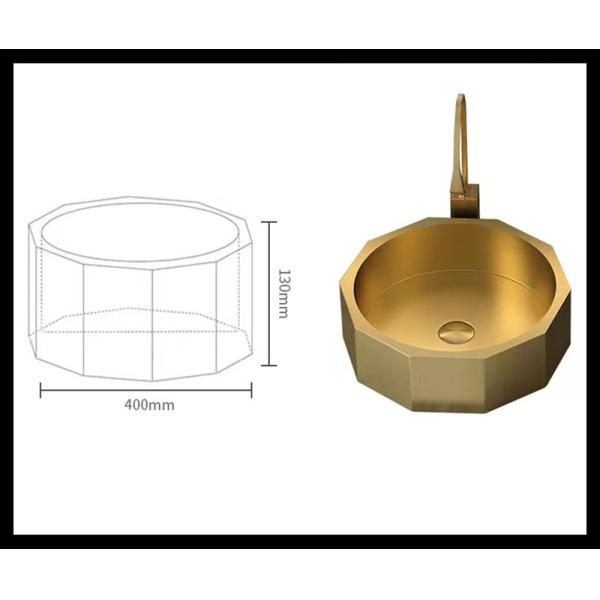 Luxury Stainless Steel Wash Basin , Brushed Gold Vanity Vessel Sink OEM ODM