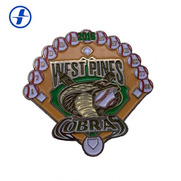 Cool Metal Plating Sports Team Pins , Shape Custom Made Metal Badges