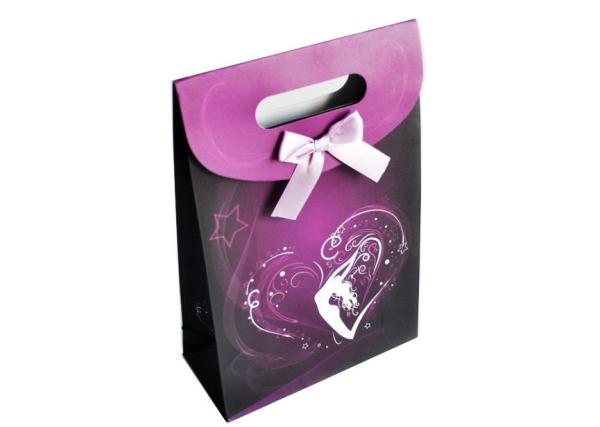 Varnishing Fashion Paper Packaging Bags, Pretty Custom Paper Gift Bags With Ribbon