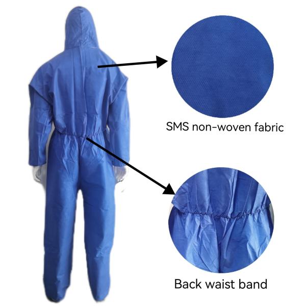 50000PCS/Day Production Ability Lightweight Chemicalproof Coverall with Taped Seam OEM