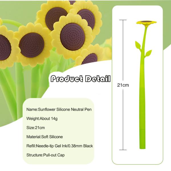 Cute dessin animé de tournesol de silicone stylo neutre de l' élève Papeterie swing stylo cadeau