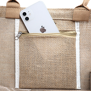 Burlap Tote Bags Bulk Laminated Interior Jute Tote Bag Full Gusset With Inner Zipper Pocket, DIY Art Crafts