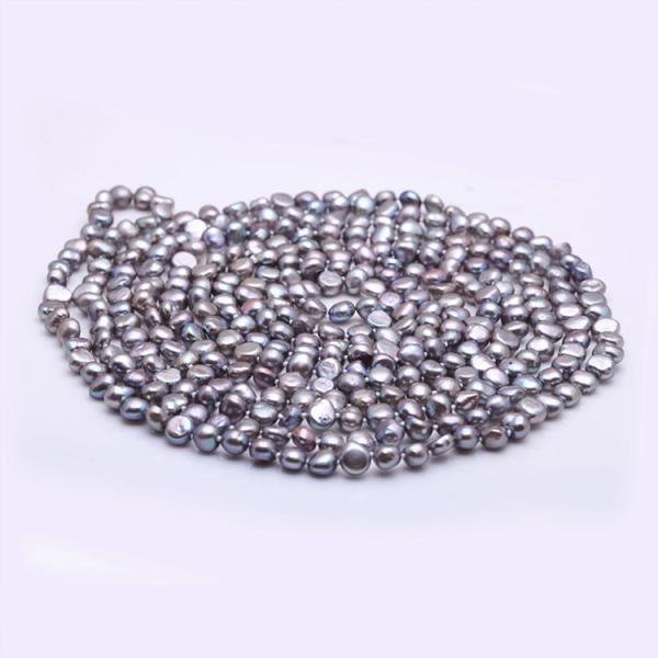 Gray 7-8mm Freshwater Cultured Potato Shape Pearls Necklace 100 inches (FN08283GRAY)