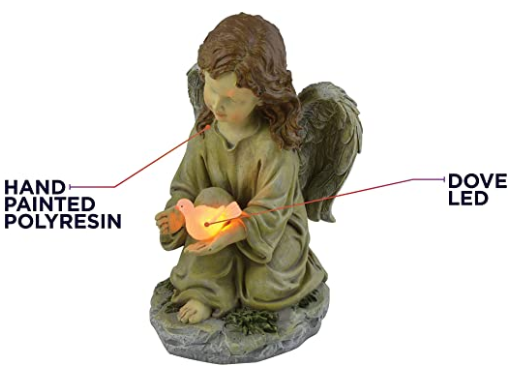 Resin 10.4 Inches Solar Led Angel Garden Stake Light