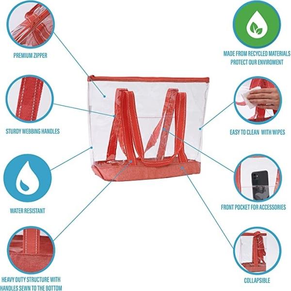 14 Inch Custom Shopping Bags With Logo Pvc Clear Tote Bag Stadium Outdoor Pool