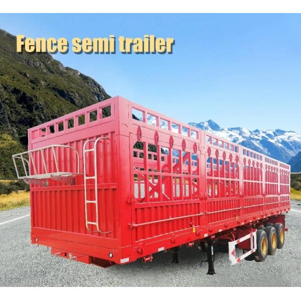 2 Axle Cattle / Horse Transportation Fence Cargo Truck Semi Trailer with Self-dumping
