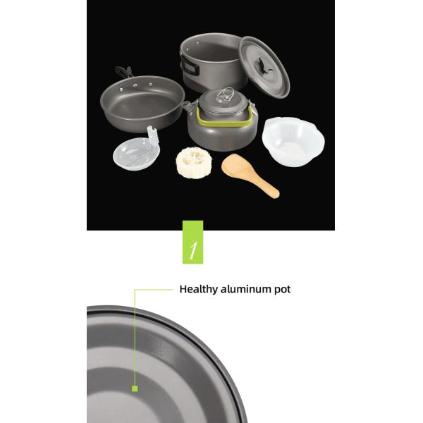 Factory TOP Seller Outdoor Camping Cookware Mess Kit Portable Picnic Pot Pan Camping Cooking Set For Out Door Hiking