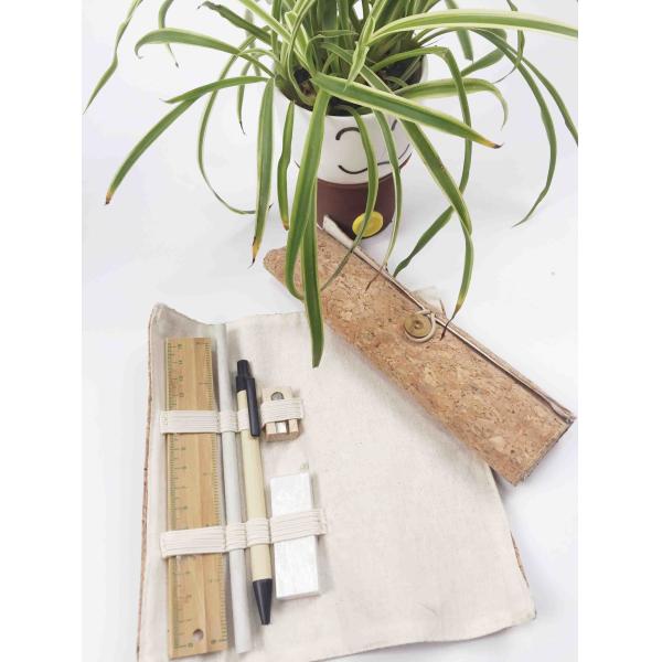 Yuelin ODM Cork Fabric Bags Wrap Case waterproof 190*198*7mm For Makeup Brushes
