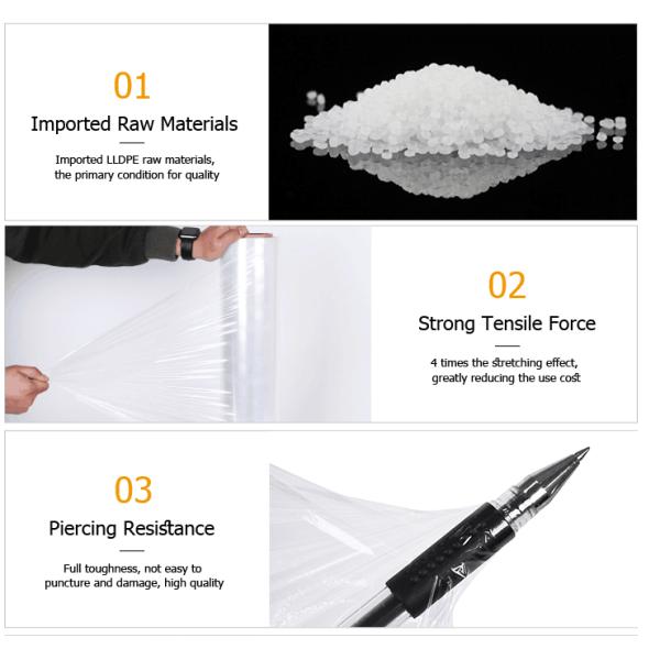 50 70 Micron Polyethylene PE Stretch Film Low Density Moisture Proof