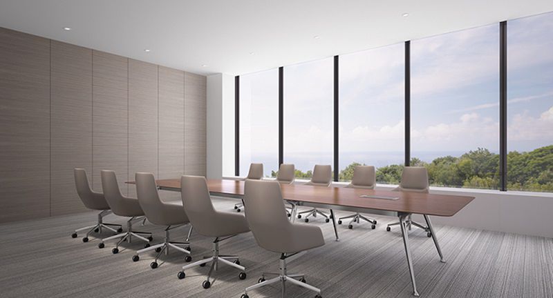 1.6m-4.8m Solid Wood Conference Table ISO14001 10 Person Meeting Table