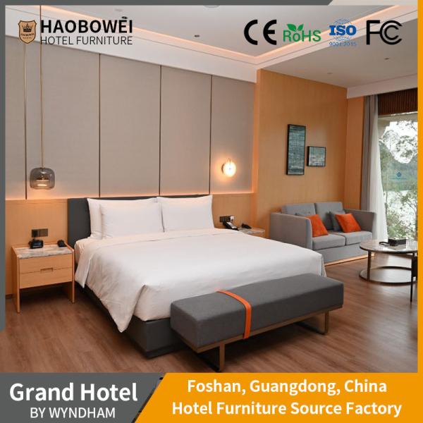 Standard King Size Bedroom Set Furniture For WYNDHAM-GRAND-ZQ Resort Hotel In Foshan