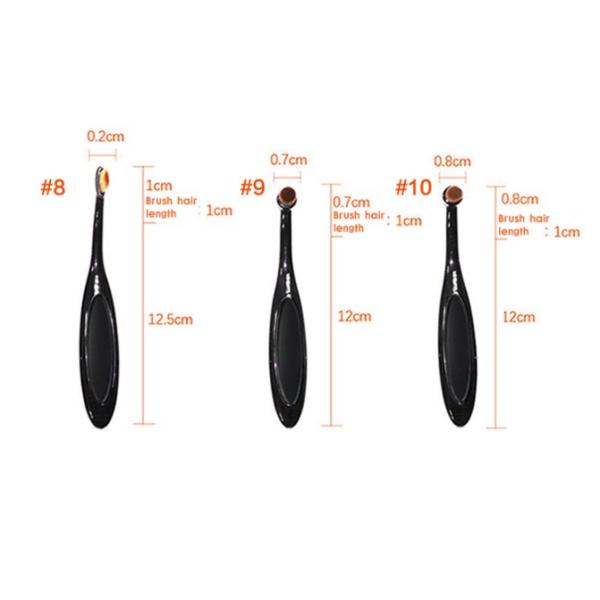 Cosmetics Full Makeup Brush Set , 10 Piece Oval Toothbrush Makeup Brushes