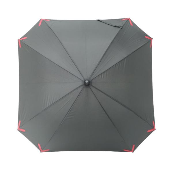 Square Shape 8 Ribs Storm Proof Umbrella With Reflective Logo Print And Skidproof Top