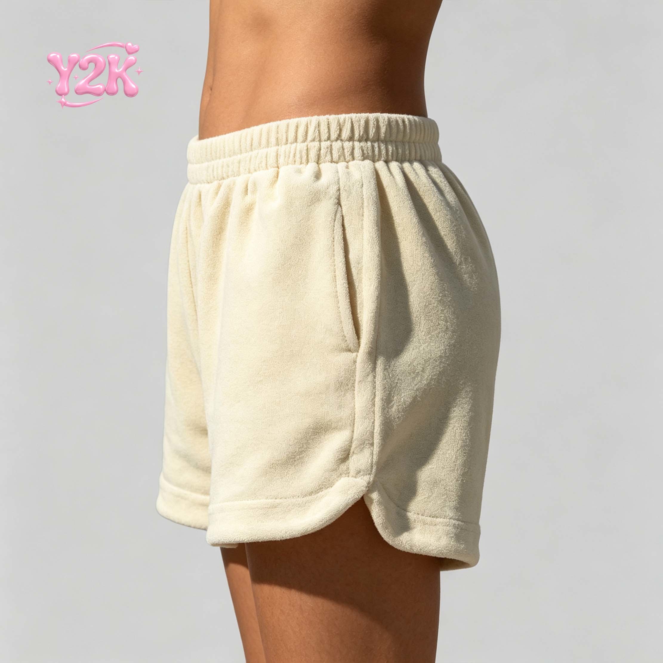 Custom Women's Terry Cloth High Waisted Casual Beach Shorts