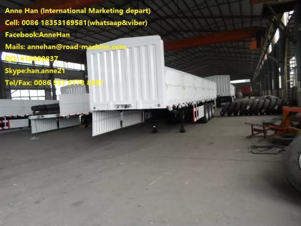 New Double Function Cargo Semi Trailer Trucks With 3 Fuwa Axles And Removable Wall Q345A Carbo Steel