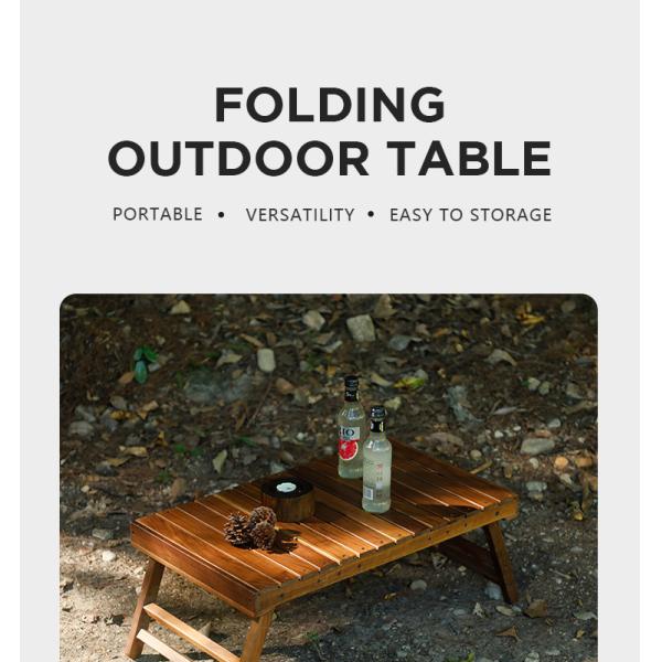 Folding Oak Camping Table 67x39cm with 30kg Load Capacity