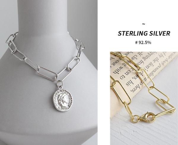 Lanciashow Solid 925 Sterling Silver Link Bracelet Round Charm Fine Jewelry For Women
