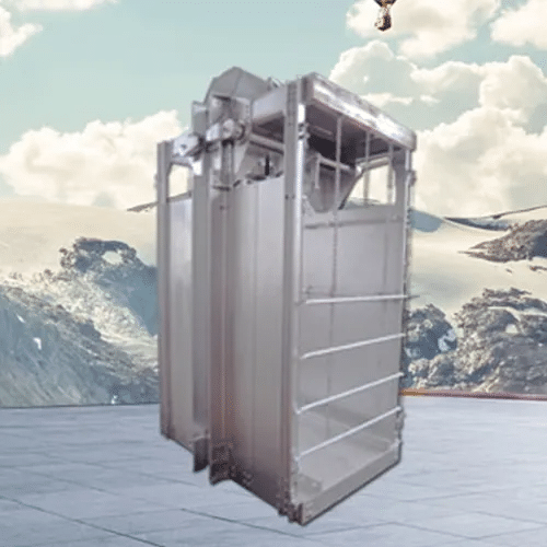 CAGE SAFETY DOOR Vertical Shaft Safety Gate, Mine Shaft Collar Safety Door, Cage Barrier with Rocking Platform & Stopper Interlock Anti-Misoperation Lock for Mine Hoist Equipment