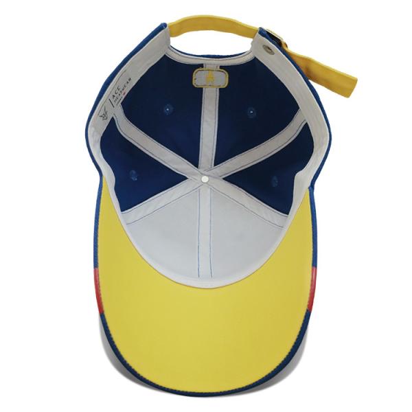 Capuz de basebol azul bordado de 6 painéis com fivela de metal