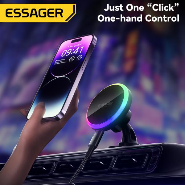 15W Wireless Charging Magnetic Car Phone Holder Essager ACPH004
