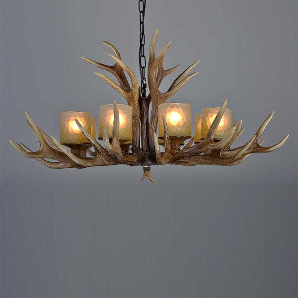 Deer antler candelabra chandelier Lighting with glass lampshade (WH-AC-12)